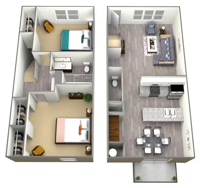 2 Bed 1.5 Bath 701-13 floor plan
